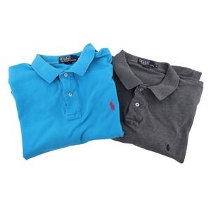 Polo Ralph Lauren 2 Pack Pique Polo Shirts Blue Gray Mens XL